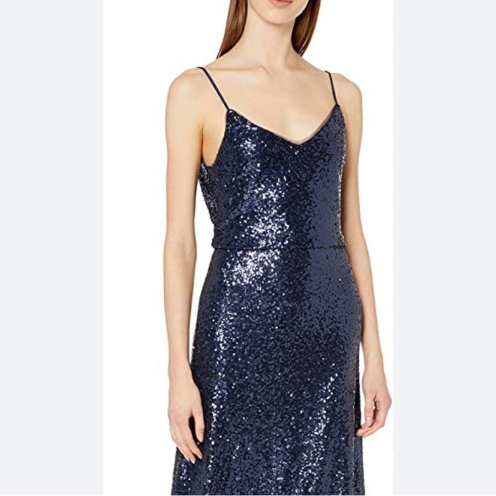 Jenny Yoo Navy All Over Sequin Cocktail Dress Size 14